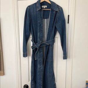 Madewell blue Denim Long trench Coat